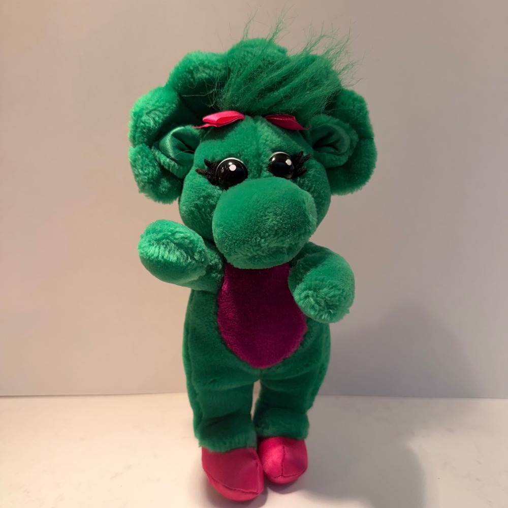 Vintage Baby Bop 9" Plush Barney & Friends Golden Bear Lyons Green Dinosaur